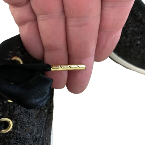 Keds x Kate Spade Sneakers Womens 8.5 Black Glitter Low Top Shoes‎ Event Party - Picture 15 of 16